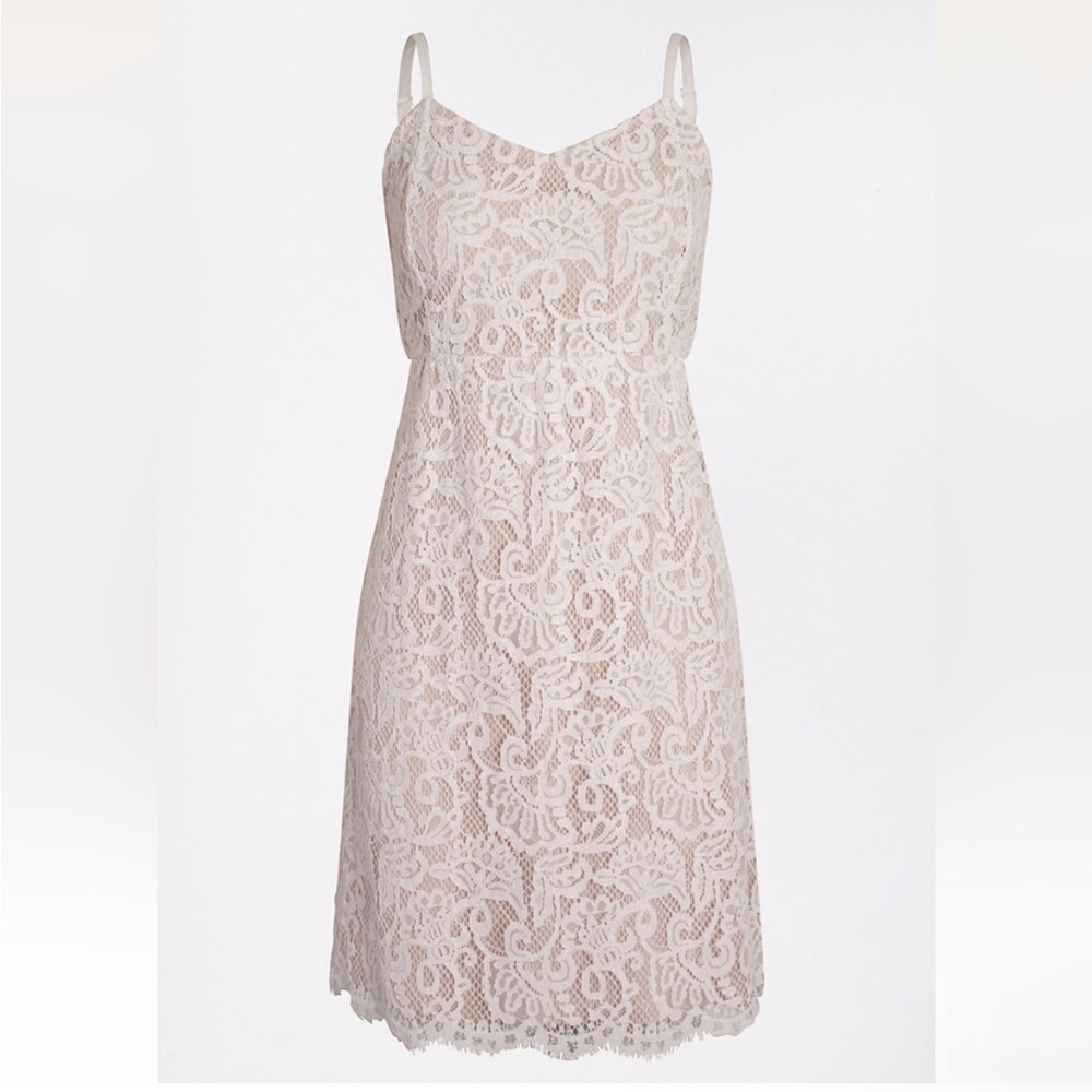 NWT Cream Sweetheart Neck Lace Skater Dress Size M